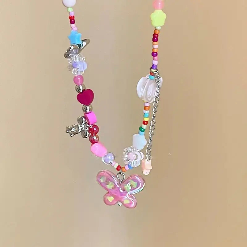 Rainbow Butterfly Charm Necklace