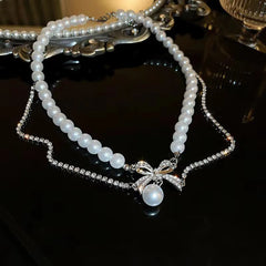 Elegance Royale Pearl Bow Necklace