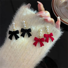 Red Black Bowtie Earrings