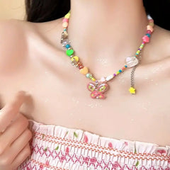 Rainbow Butterfly Charm Necklace