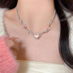 Blush Enchantment Heart Vine Necklace