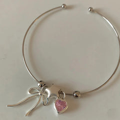 Delicate Heart Charm Bangle