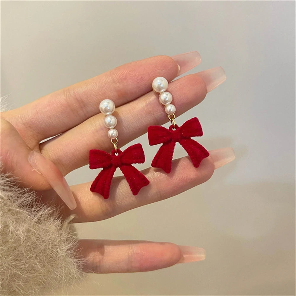 Red Black Bowtie Earrings