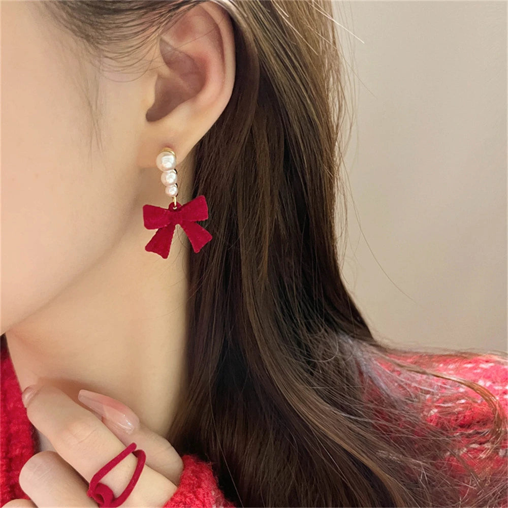 Red Black Bowtie Earrings