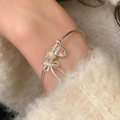 Delicate Heart Charm Bangle