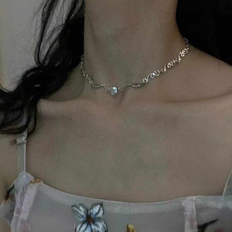 Heart Vine Silver Choker