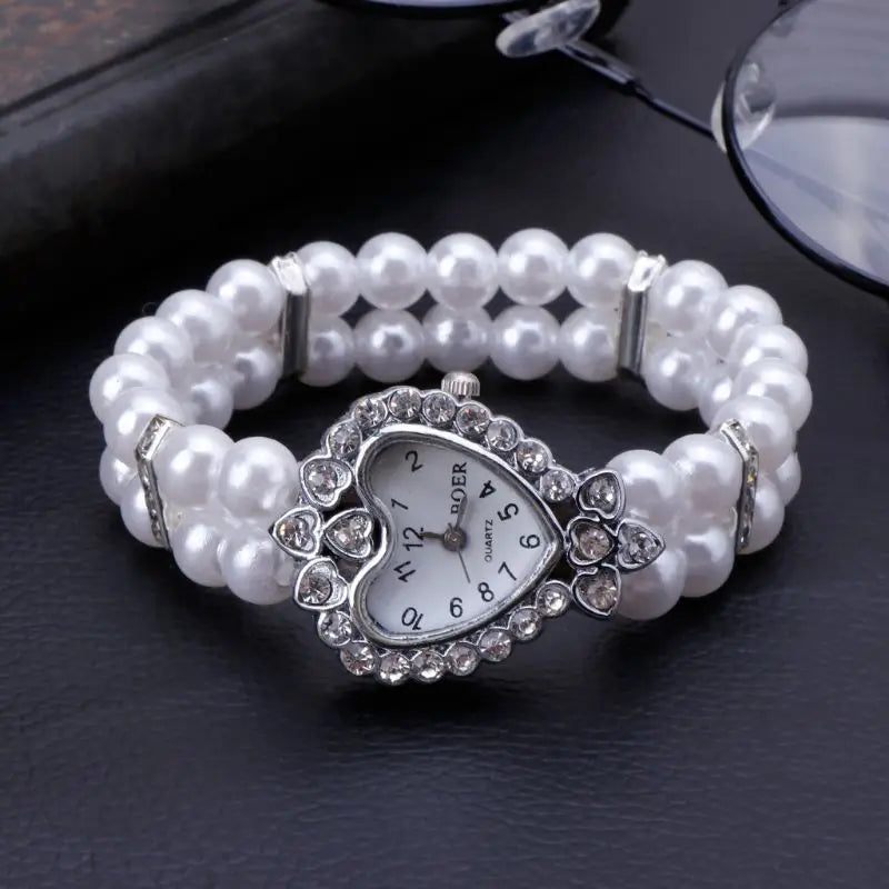 Pearl Heartbeat - Silver & Crystal Pearl Watch